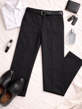 AXIST Men’s Black Dress Pants 33x30 Straight Leg Career Business Formal